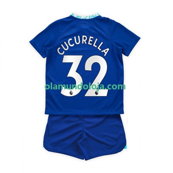 Camisola Chelsea Cucurella 32 Criança Equipamento Primeiro 2022-2023 Manga Curta